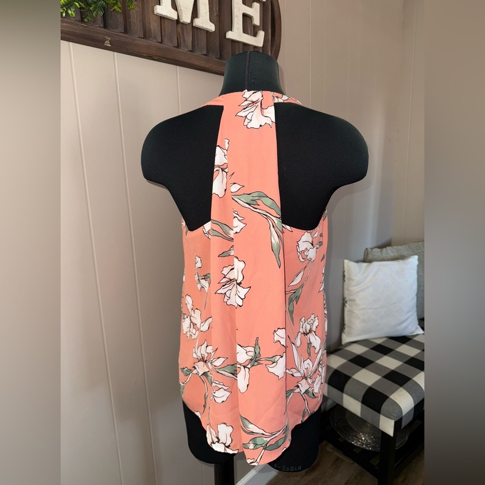 LOFT Coral Floral Halter Neck Blouse